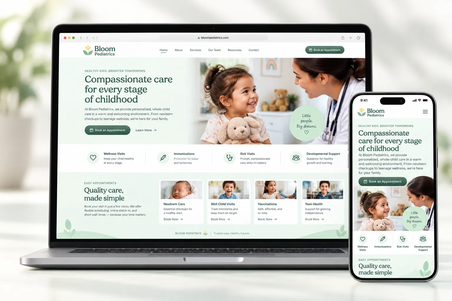 Bloom Pediatrics website design